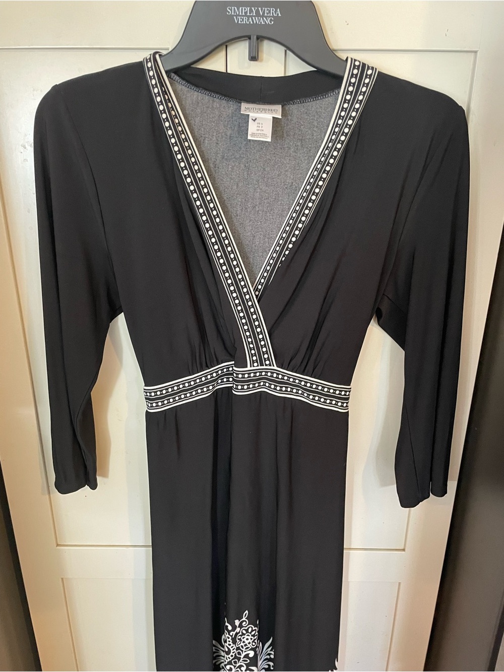 Motherhood Black midi Dress with White Trim